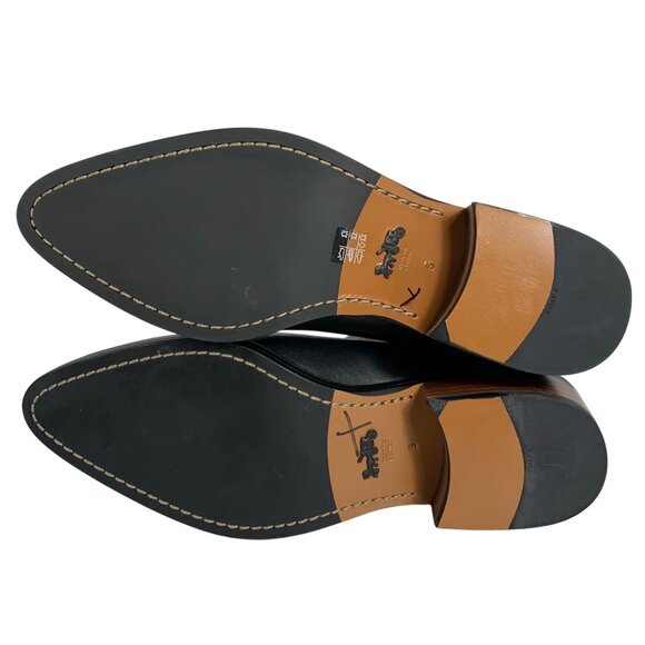 COACH Bowery Chelsea Black Leather Boots Rex Charm Bootie Womens SZ 5 Flaw #1 - Picture 5 of 11